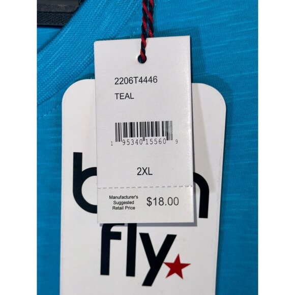 Born Fly Men's Comfy V-Neck T-Shirt Knit Casual Top, Teal Blue, Size XXL, NWT - Picture 4 of 5